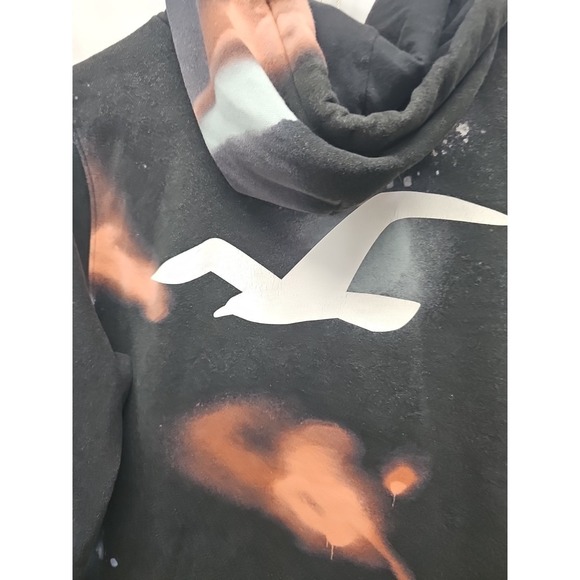 Hollister Men's Black Hoodie with Red and Blue Paint T-Shirt Spellout Birds L - Picture 12 of 13